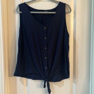 Loft Outlet XXL Navy Button-down Tank with bottom tie